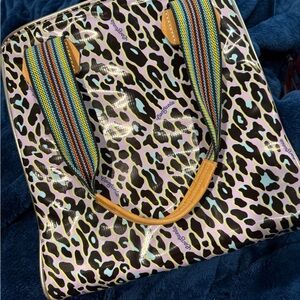 ** Sold** Consuela Purple Leopard Print Classic Tote with Multicolor Straps